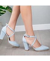 Sina Criss Cross High Block Heels