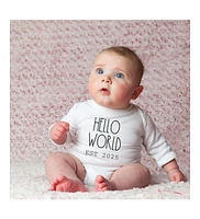 Sweet Wink Baby Girl and Boy Hello World Est 2025 Long Sleeve Bodysuit