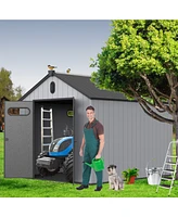 Mondawe 810Ft Resin Plastic Outdoor Storage Shed For Backyard Garden Big Spire Tool Storage
