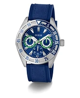 Guess Men's Multifunction Blue Silicone Watch, 44mm