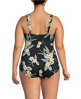 Lands' End Plus Slender Suit Grecian Low Leg One Piece Swimsuit