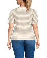 Lands' End Plus Puff Sleeve Mariner Square Neck Top