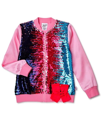 JoJo Siwa Girls Sequin Zip Up Bomber Jacket