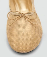 Mango Women's Mesh Bow Ballerina Shoes