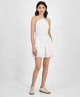 And Now This Women's Eyelet High Halter Fit & Flare Dress, Exclusively at Macy's