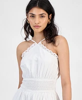 And Now This Women's Eyelet High Halter Fit & Flare Dress, Exclusively at Macy's