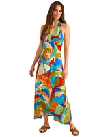 Vince Camuto Women's Leaf-Print T-Back Empire-Waist Dress