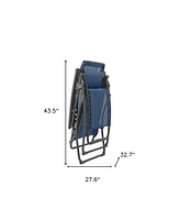 Reclining Steel Zero Gravity Chair with Cushion for Lawn Deck and Poolside
