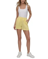 Dkny Sport Women's Embroidered Logo Smocked 4" Shorts