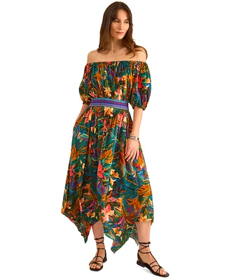 Vince Camuto Women's Printed Off-The-Shoulder Dress