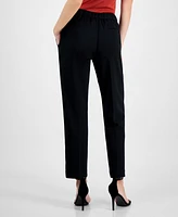 T Tahari Women's Solid-Color Twill Crepe Straight-Leg Pants