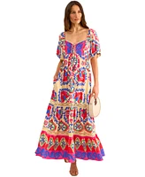 Vince Camuto Women's Tiered Puffed-Sleeve Tie-Neck Dress