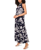 Msk Women's Mock-Neck Paisley-Print Tiered Dress