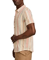 Luck Brand Men's Short Sleeve Striped Button-Front Shirt