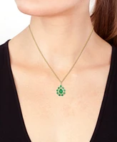 Effy Emerald (2 ct. t.w.) & Diamond (3/8 ct. t.w.) Pear Halo 18" Pendant Necklace in 14k Gold