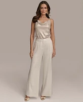 Donna Karan New York Women's Linen-Blend Jacquard Wide-Leg Pants