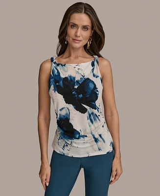 Donna Karan New York Women's Printed Twist-Strap Sleeveless Top