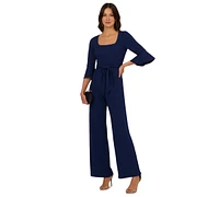 Adrianna Papell Women's Square-Neck Bell-Sleeve Wide-Leg Jumpsuit
