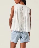 Astr the Label Women's Alisa Eyelet Cotton Sleeveless Top
