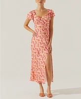 Astr the Label Women's Maisy Floral Print Flutter Sleeve Midi Dress