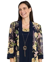R & M Richards Petite Necklace Sheath Chiffon-Jacket Dress