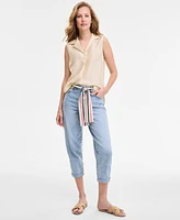 Nautica Jeans Women's Belted Cropped Straight-Leg Denim