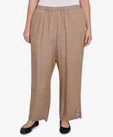 Alfred Dunner Plus Summer Solstice Relaxed Button Detail Pull On Ankle Pants