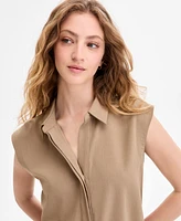 Liverpool Los Angeles Women's Sleeveless Collared Elastic-Back Top