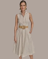 Donna Karan New York Women's Striped Belted Shirt Dress