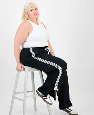 Full Circle Trends Trendy Plus Split-Hem Bow Tie Track Pants