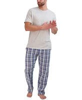 Hanes Men's 2-Pc. Relaxed-Fit Sleep T-Shirt & Stretch Plaid Pajama Pants Set