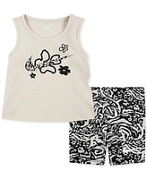 Nike Baby Girls Wild Flower Tank Top & Printed Bike Shorts, 2 Piece Set