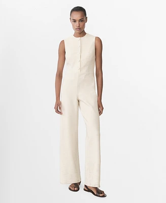 Mango Women's Buttoned Tweed Jumpsuit