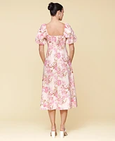 Avec Les Filles Women's Floral-Print Puffed-Sleeve Dress