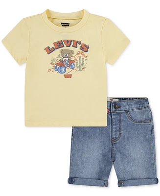 Levi's Baby Boys Four Wheeler T-Shirt & Denim Shorts, 2 Piece Set