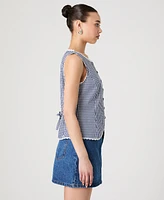 French Connection Women's Gingham Lace-Trim Sleeveless Vest