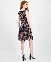 Connected Women's Floral Chiffon Tiered Sheath Dress
