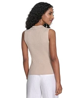 Calvin Klein Women's Sleeveless Collared V-Neck Top