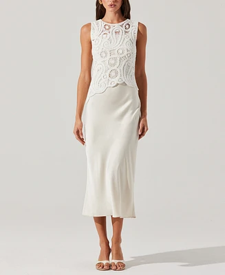 Astr the Label Women's Martina Crochet-Overlay Slip Dress