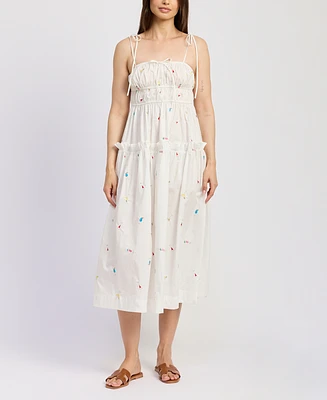 En Saison Women's Nellie Cotton Shirred Midi Dress