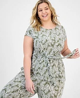 Kasper Plus Size Tie Front Top Wide Leg Pants