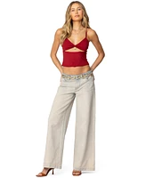 Edikted Women's Rhiannon Washed Wide Leg Jeans