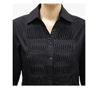 Stella Carakasi Women's Cotton Poplin Pintuck Detail Lucky Star Shirt