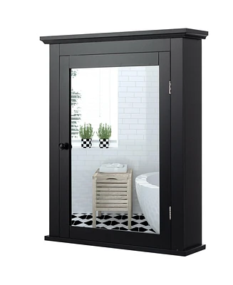 Gymax Bathroom Mirror Cabinet Wall Mounted Adjustable Shelf Medicine