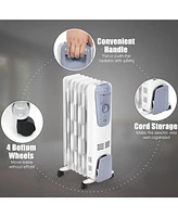 Gymax 1500W Oil Filled Space Heater Radiator w/ Adjustable Thermostat Home Office