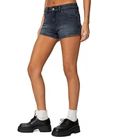 Edikted Women's Siobhan Mid Rise Denim Shorts