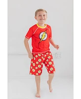 Justice League Toddler Boys Rash Guard and Swim Trunks Outfit Set