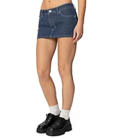 Edikted Women's Neria Pinstripe Denim Micro Skort