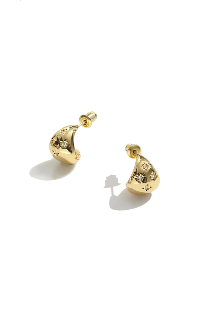 Sparkling Star Drop Shape Studs