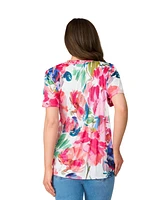 Cable & Gauge Women's Flutter Sleeve Pleated Top